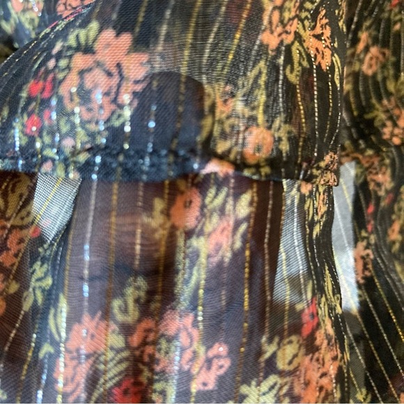 Topshop Tiered Ruffle Floral Button Front Blouse Size 2 - Picture 5 of 9